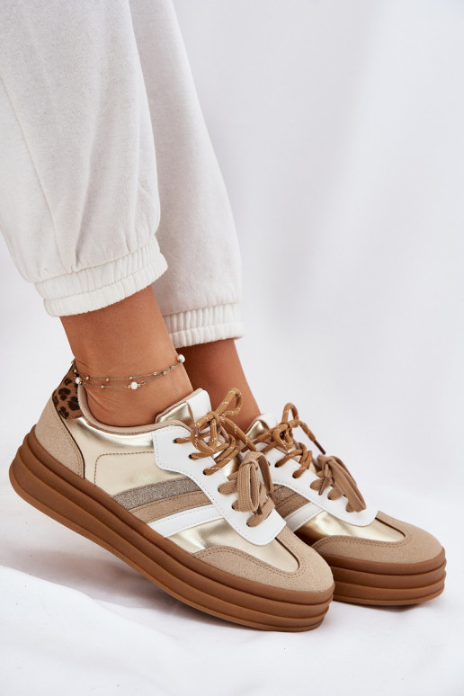 Sneakers tüüpi jalanõud Pealiste omad platvormiga Z Podsisseójnym Paeladm leopardimustriga Kuldset värvi Niteria Sneakers tüüpi jalanõud Pealiste omad platvormiga Z Podsisseójnym Paeladm leopardimustriga Kuldset värvi Niteria