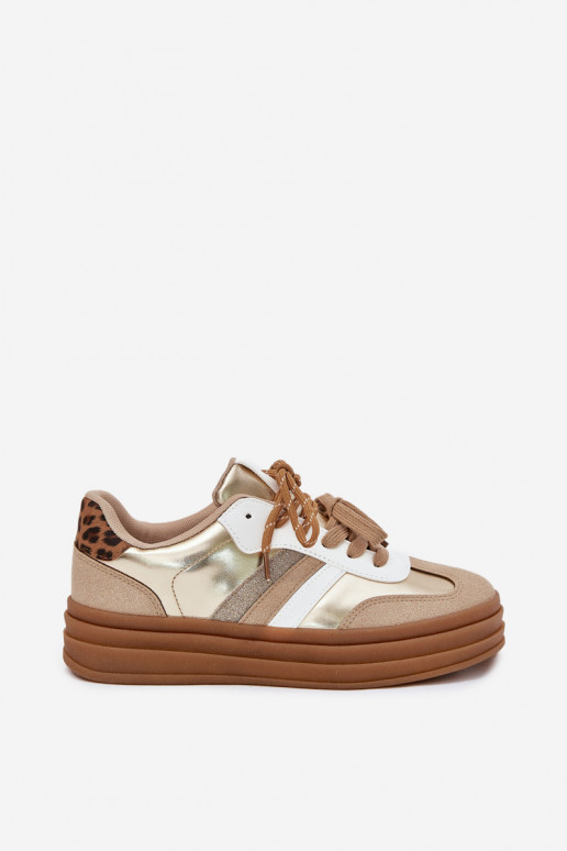 Sneakers tüüpi jalanõud Pealiste omad platvormiga Z Podsisseójnym Paeladm leopardimustriga Kuldset värvi Niteria Sneakers tüüpi jalanõud Pealiste omad platvormiga Z Podsisseójnym Paeladm leopardimustriga Kuldset värvi Niteria