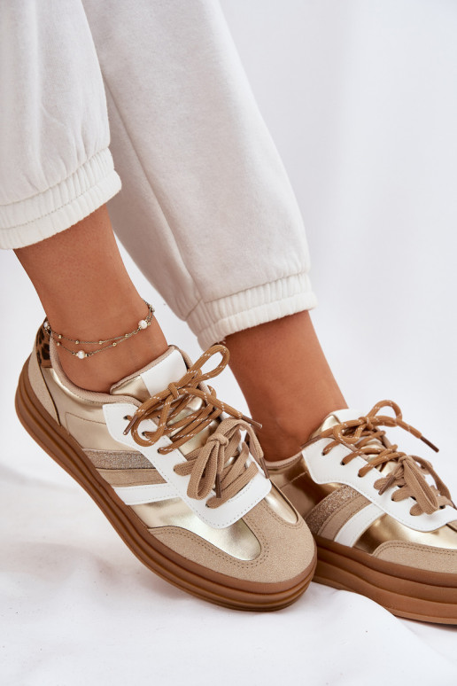 Sneakers tüüpi jalanõud Pealiste omad platvormiga Z Podsisseójnym Paeladm leopardimustriga Kuldset värvi Niteria Sneakers tüüpi jalanõud Pealiste omad platvormiga Z Podsisseójnym Paeladm leopardimustriga Kuldset värvi Niteria