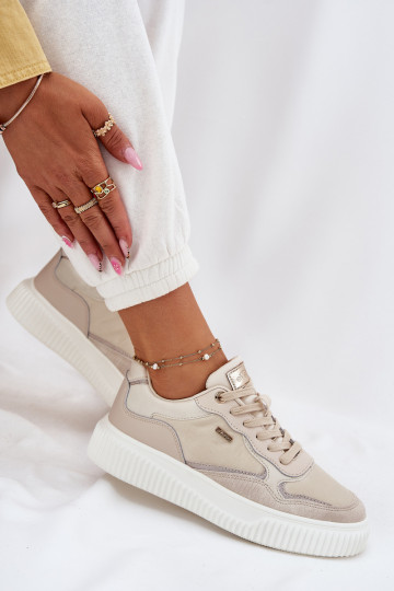 Pealhk Sneakers tüüpi jalanõud Pealiste omad platvormiga beeži värvi Velarria