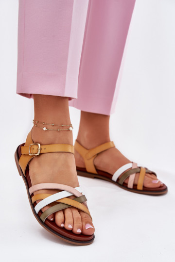 Pealistesandaalid Z Przeplatającymi Się Paskami Sergio Leone SK090H Kollased