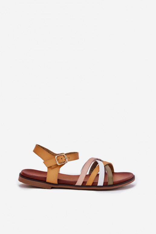 Pealistesandaalid Z Przeplatającymi Się Paskami Sergio Leone SK090H Kollased