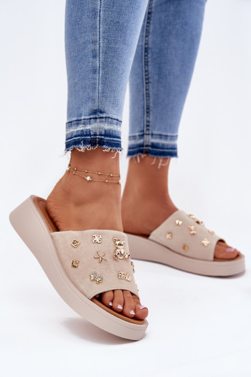 naiste seemisnahksed sussid Z Przypinkami Vinceza 66741 beeži värvi