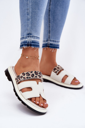 Plätud naturaalsest nahast Pealiste omad Z su limpančiais užsegimaisem leopardimustriga Vinceza 66769 Elevandiluu värvi 2