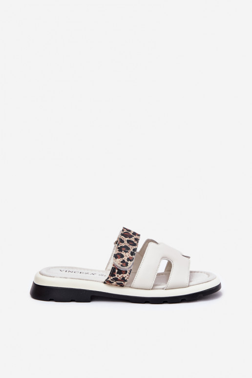 Plätud naturaalsest nahast Pealiste omad Z su limpančiais užsegimaisem leopardimustriga Vinceza 66769 Elevandiluu värvi