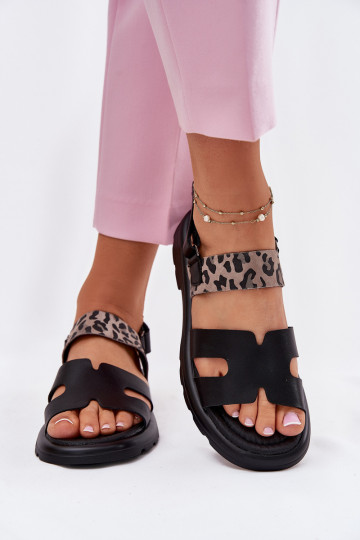 Mustad naiste kingad laia kontsaga ja leopardimustriga, Vinceza 66780 2