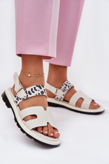 Pealistesandaalid Pealiste omad laiade nööridega leopardimustriga Vinceza 66780 beeži värvi 2