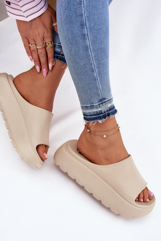 Kerged rannaplätud naiste plätud platvormiga beeži värvi Xalvania