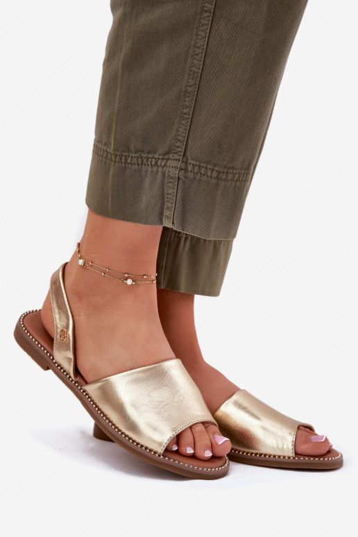 Pealistesandaalid laiade nööridega Eko Pealhk Kuldset värvi Dereka
