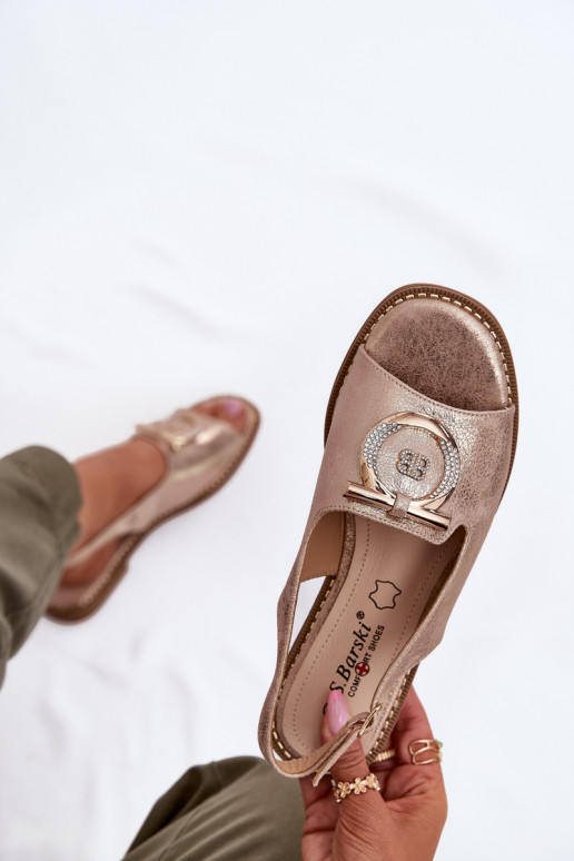 Elegantsed sandaalid kaunistustega laiade nööridega S.Barski KV51-003 Kuldset värvi