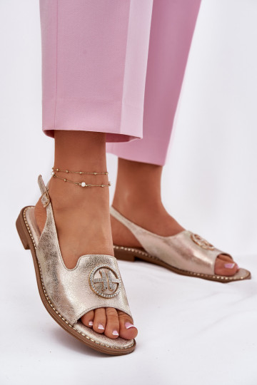 Pealistesandaalid laiade nööridega kaunistustega S.Barski KV51-002 Kuldset värvi