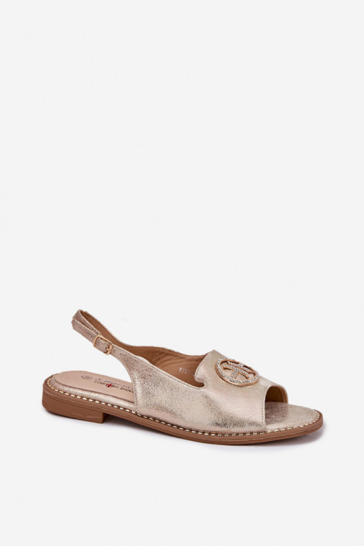 Pealistesandaalid laiade nööridega kaunistustega S.Barski KV51-002 Kuldset värvi Pealistesandaalid laiade nööridega kaunistustega S.Barski KV51-002 Kuldset värvi