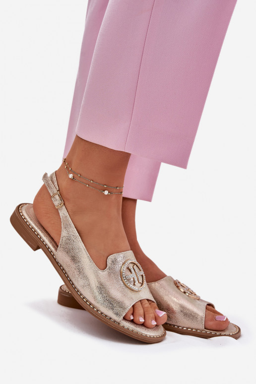 Pealistesandaalid laiade nööridega kaunistustega S.Barski KV51-002 Kuldset värvi Pealistesandaalid laiade nööridega kaunistustega S.Barski KV51-002 Kuldset värvi