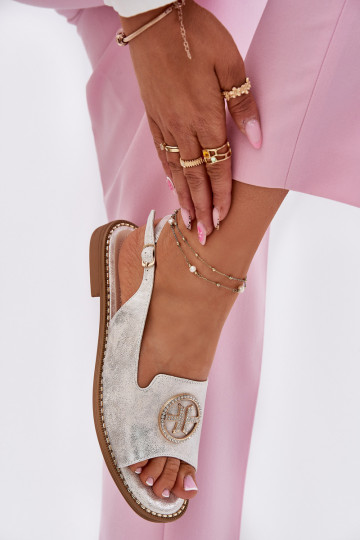 Pealistesandaalid laiade nööridega kaunistustega S.Barski KV51-002 Hõbedat värvi