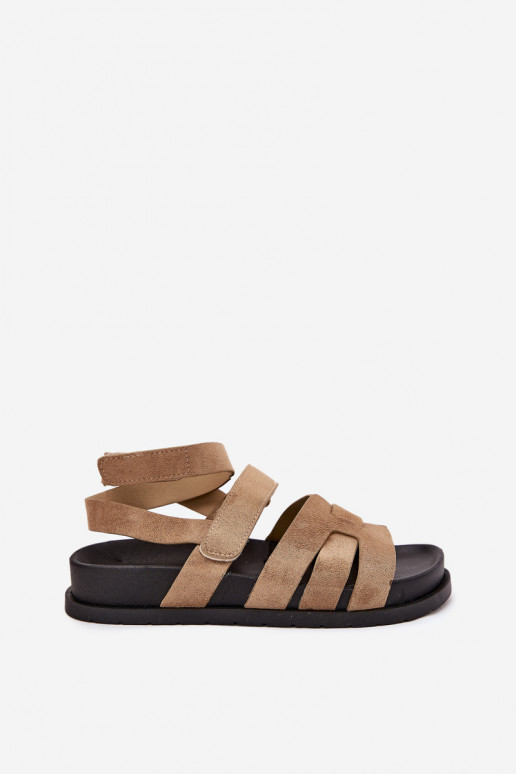 Eko Seemisnahksed sandaalid Z su limpančiais užsegimaisami beeži värvi Valpera