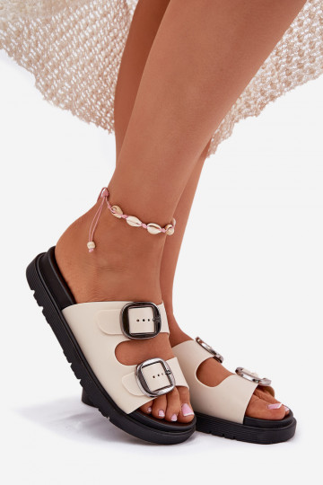 naiste plätud neetide ja pandlaga platvormiga beeži värvi Elamas