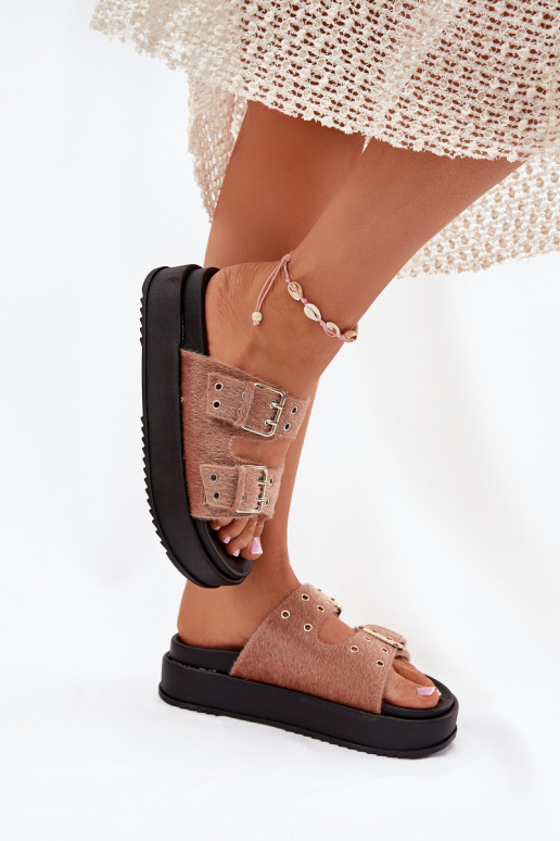 naiste plätud Ze Kuldset värvimi neetide ja pandlagami platvormiga beeži värvi Virvania