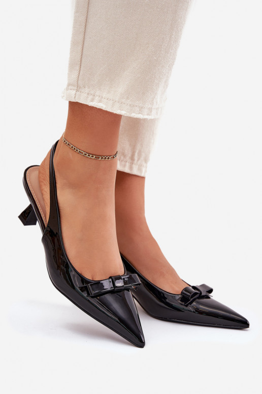 Laque sandaalid kõrge jämeda kontsaga lipsukesega msuud Pealylna