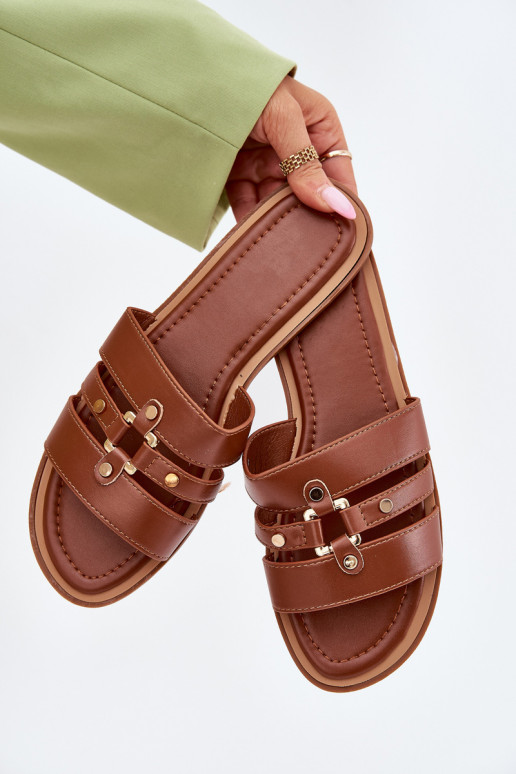 sileda tallaga naiste plätud Ze Kuldset värvim Detalem pruunid värvi Noroti