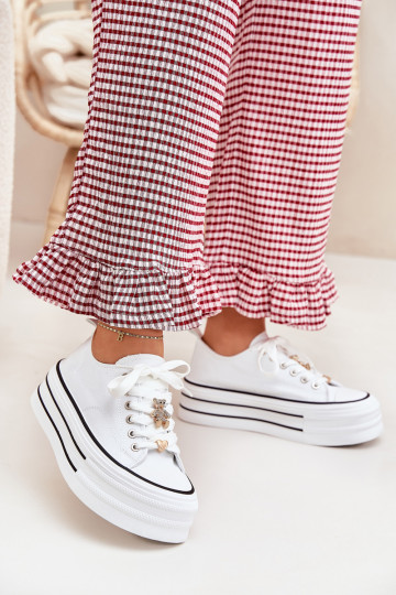 naiste saapad platvormiga Ze Kuldset värvimi Przypinkami valget värvi Fiorina 2