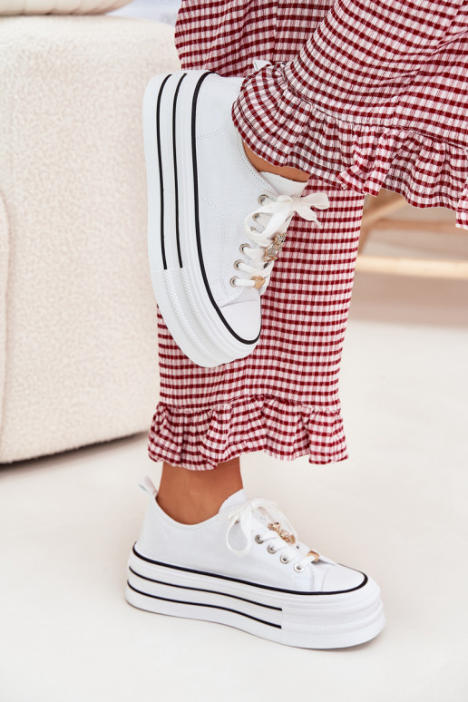 naiste saapad platvormiga Ze Kuldset värvimi Przypinkami valget värvi Fiorina