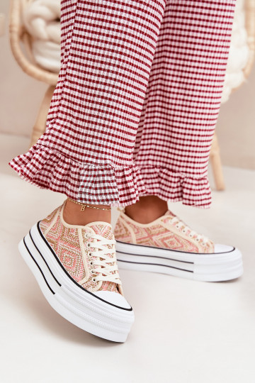 Sellel ondal naiste saapad platvormiga Tumeroosad värvi Melina