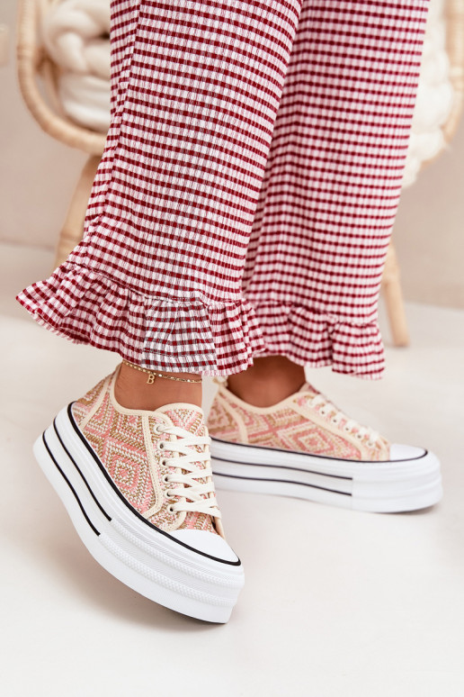 Sellel ondal naiste saapad platvormiga Tumeroosad värvi Melina