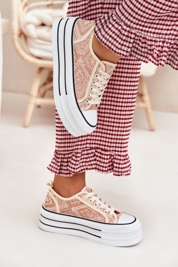 Sellel ondal naiste saapad platvormiga Tumeroosad värvi Melina 2