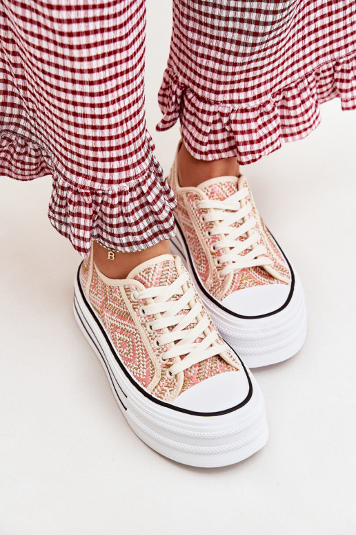 Sellel ondal naiste saapad platvormiga Tumeroosad värvi Melina