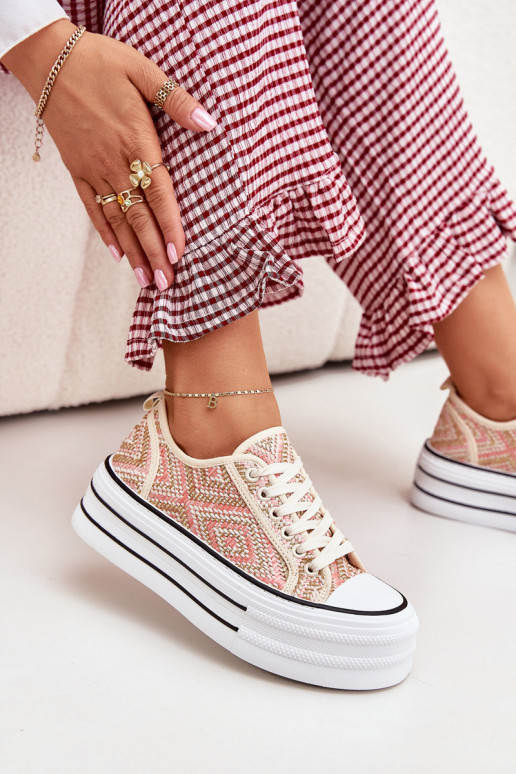 Sellel ondal naiste saapad platvormiga Tumeroosad värvi Melina