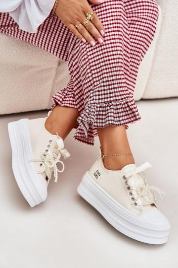 naiste saapad platvormiga Koos Ornate Paeladm beeži värvi Tivora