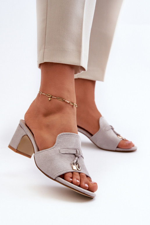 naiste plätud Z Eco Suedeu kõrge jämeda kontsaga Halli värvi Jemenna