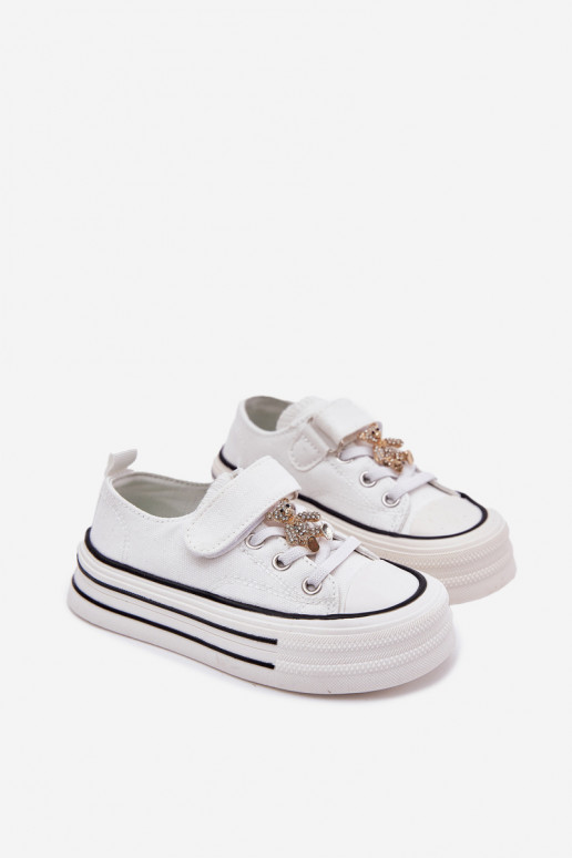 Laste vabaaja jalanõud Ze Złotą Przypinką Karu valget värvi Solena