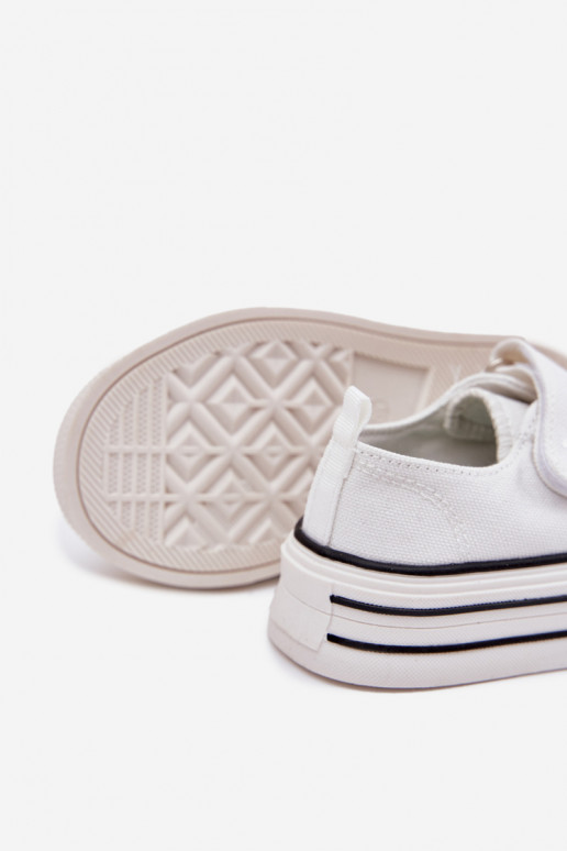 Laste vabaaja jalanõud Ze Złotą Przypinką Karu valget värvi Solena