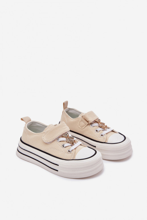 Laste vabaaja jalanõud Ze Złotą Przypinką Karu beeži värvi Solena