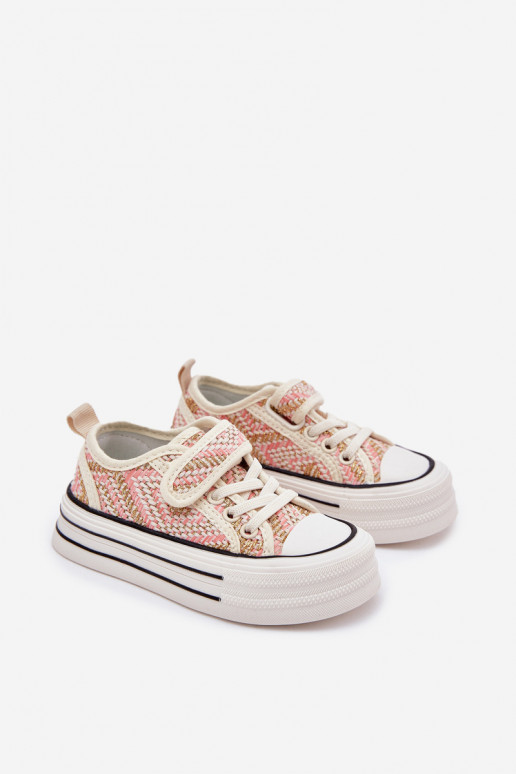 Laste vabaaja jalanõud krõpsudega kinnitatav Tumeroosad värvi Zelina