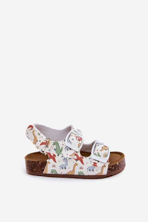 Laste sandaalid Korgitalla peal neetide ja pandlaga Dinosaurused Mitmevärvilised Thessa