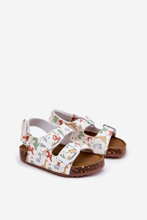 Laste sandaalid Korgitalla peal neetide ja pandlaga Dinosaurused Mitmevärvilised Thessa