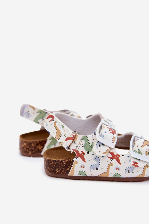 Laste sandaalid Korgitalla peal neetide ja pandlaga Dinosaurused Mitmevärvilised Thessa
