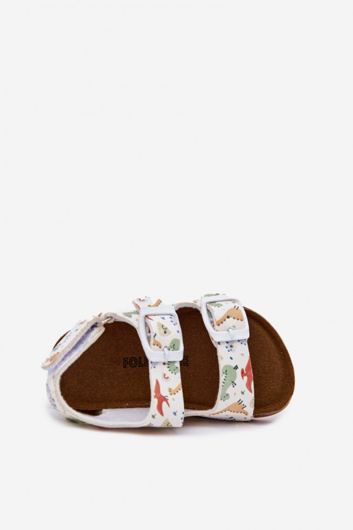 Laste sandaalid Korgitalla peal neetide ja pandlaga Dinosaurused Mitmevärvilised Thessa