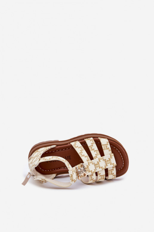Laste sandaalid Gladiator Ze Kuldset värvim Detalem beeži värvi Vesira
