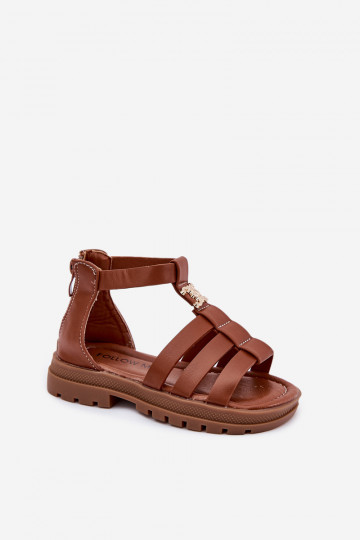 Laste sandaalid Gladiator Ze Kuldset värvim Detalem pruunid värvi Vesira 2