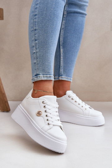 Eko Pealhk Sneakers tüüpi jalanõud platvormiga Ze Kuldset värvim Detalem valget värvi Zingie 2