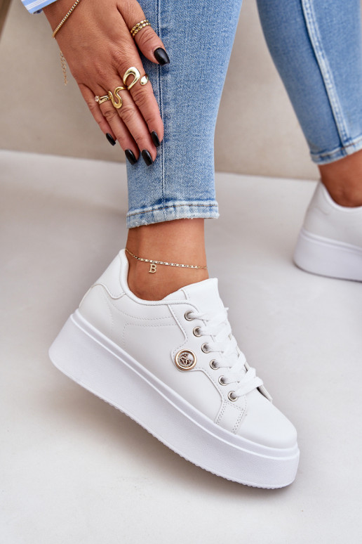 Eko Pealhk Sneakers tüüpi jalanõud platvormiga Ze Kuldset värvim Detalem valget värvi Zingie