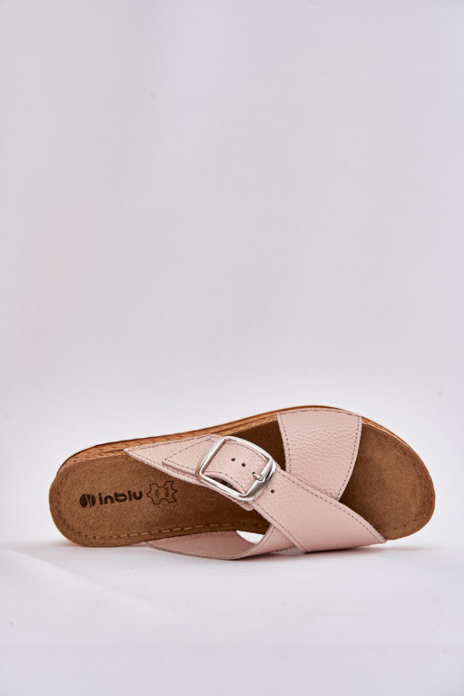 Plätud naturaalsest nahast Pealiste omad neetide ja pandlaga Inblu VO0004GU Tumeroosad värvi