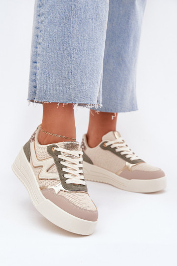 Sneakers tüüpi jalanõud Pealiste omad platvormiga leopardimustriga beeži värvi Kelsia 2