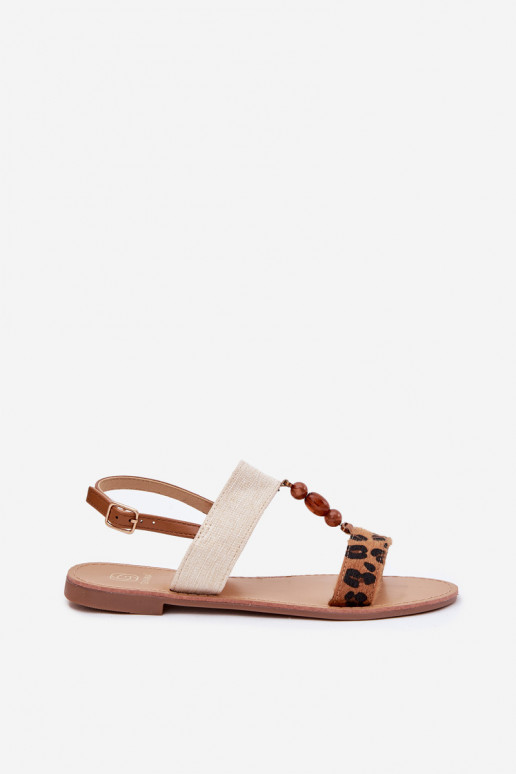 Sellel ondalad sandaalid koos pärlitega leopardimustriga pruunid värvi Virona