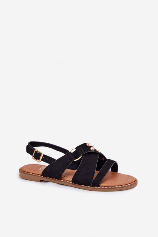 Pealistesandaalid laiade nööridega Ze Kuldset värvimi Pealastud msuud Zanira