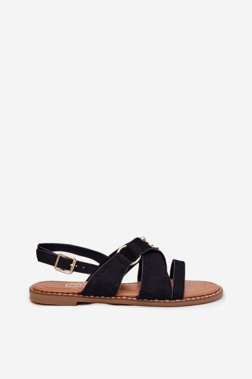 Pealistesandaalid laiade nööridega Ze Kuldset värvimi Pealastud msuud Zanira