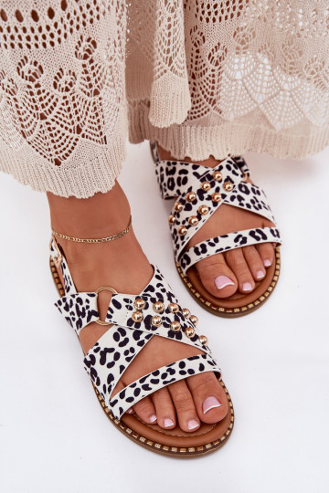 Pealistesandaalid laiade nööridega Ze Kuldset värvimi Pealastud Valget-msuud Zanira